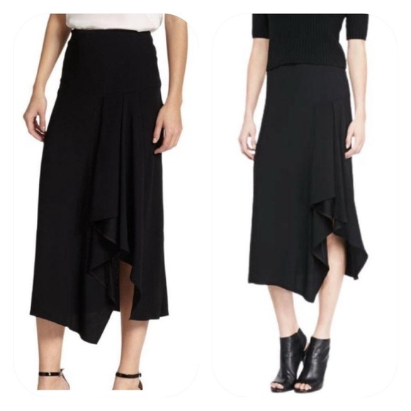 Theory size 8 black satin asymmetrical skirt - Picture 7 of 10